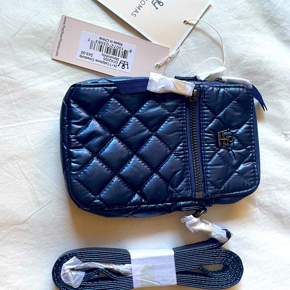 Oliver Thomas Metallic Blue Cellphone Crossbody